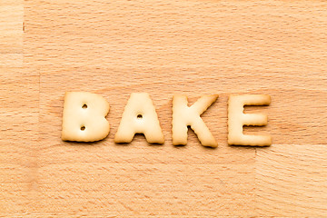 Image showing Word bake cookie over the wooden background