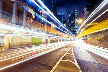 Image showing Traffic in Hong Kong at night