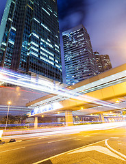 Image showing Traffic in Hong Kong city at night