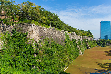 Image showing Wall fence of osaka castle