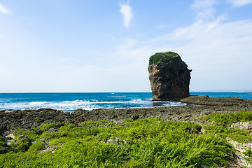 Image showing Sea with rock and stone