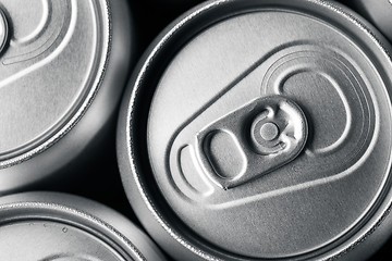 Image showing A group of aluminum drinks cans