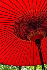 Image showing Japanese traditional red umbrella