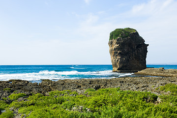 Image showing Sea with rock