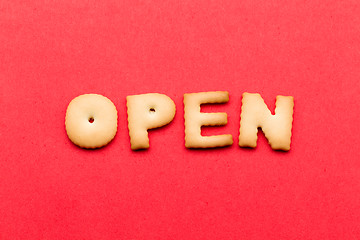 Image showing Word open cookies over the red background