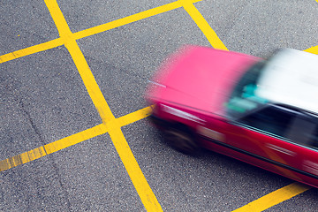 Image showing Motion blurred Taxi in Hong Kong