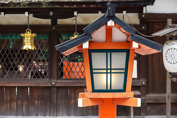 Image showing Red lantern in traditional japanese temple