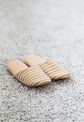 Image showing Slippers on the floor carpet