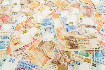 Image showing Background of Hong Kong currency banknotes