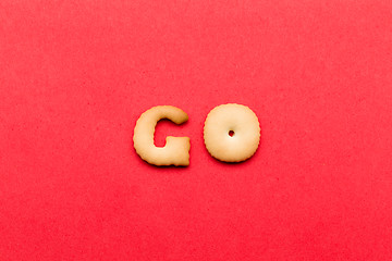 Image showing Word Go cookie over the red background