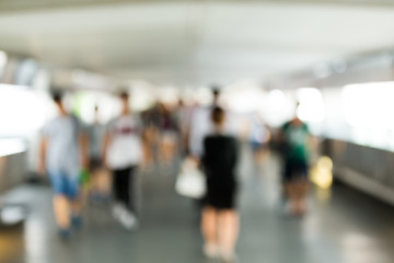 Image showing Blur view of corridor with crowded of people