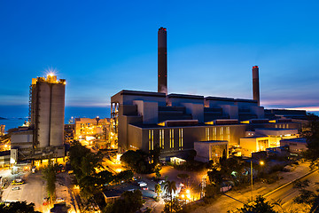 Image showing Cement Plant during sunset