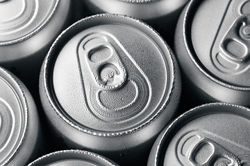 Image showing Fresh cold cans of soft drink