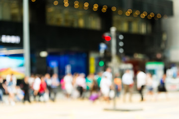 Image showing Blurred background crowded people in Hong Kong city