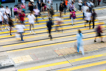 Image showing Busy Crossing Street in Hong Kong