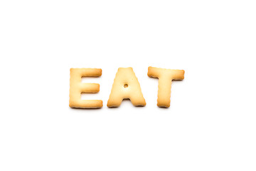 Image showing Word eat cookie isolated on white background 