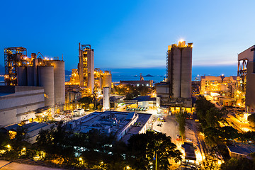 Image showing Cement Plant and power sation during sunset