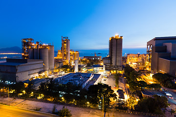 Image showing Cement Plant at night