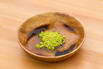 Image showing Japanese jelly with green tea powder