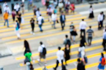 Image showing Busy city people on zebra crossing street in Hong Kong