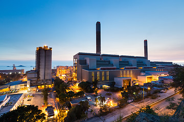 Image showing Glow light of petrochemical industry during sunset