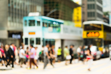 Image showing Crosswalk and pedestrian at street in hong kong