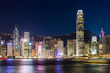 Image showing Hong Kong Island, Victoria Harbour at night