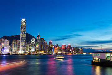 Image showing Skyline and cityscape of modern city hongkong at night