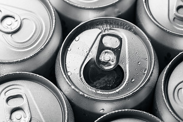 Image showing Soda cans with one opened