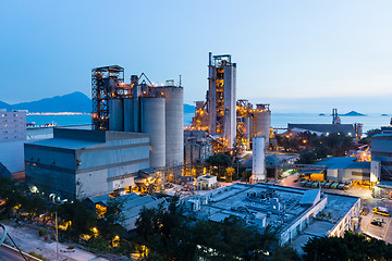 Image showing Cement factory exposed in the night