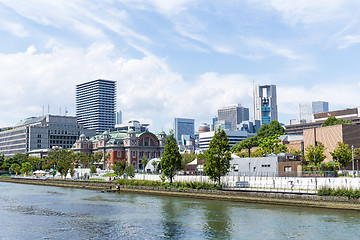 Image showing Osaka business district in nakanoshima park