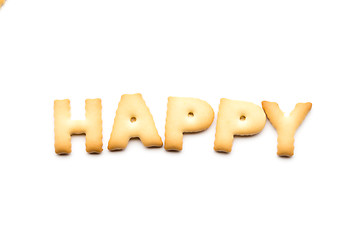 Image showing Word happy cookie isolated on white background 
