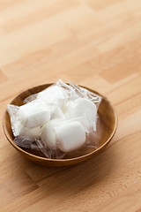 Image showing Marshmallow in wooden bowl