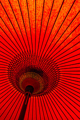 Image showing Low angle of a red japanese Umbrella