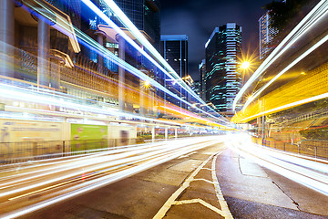 Image showing Traffic in Hong Kong at night