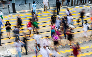 Image showing Rush Hour with crowded people crossing the road