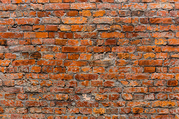 Image showing Old red brick wall