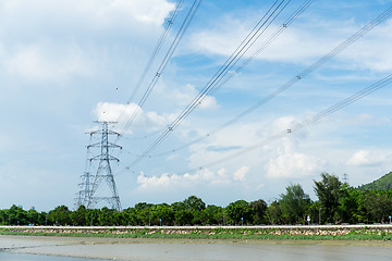 Image showing High voltage electrical tower