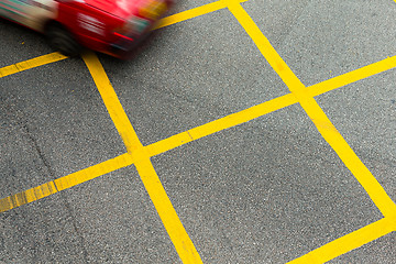 Image showing Red Hong Kong Taxi on road