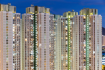 Image showing Apartment building in Hong Kong at night