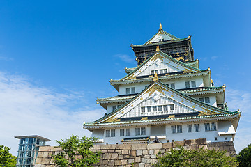 Image showing Osaka Castle in Japan with clear blue sky
