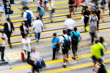 Image showing Busy Crossing Street in Hong Kong, China