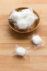 Image showing Tea time with marshmallow candy