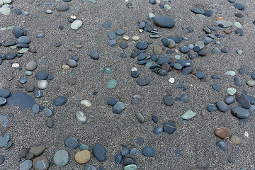 Image showing Different gray stones pebble beach