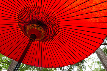 Image showing Japanese traditional red umbrella