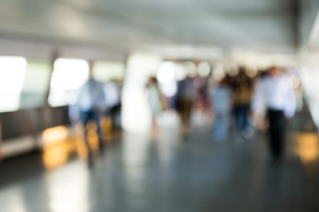 Image showing Blur background of pedestrian in footbridge