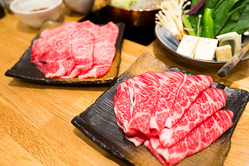 Image showing Sukiyaki Fresh Beef pork slices