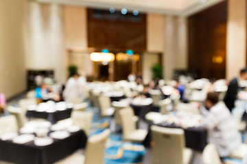 Image showing Blur background with light bokeh of restaurant