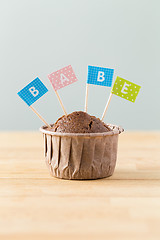 Image showing Flag on muffin with a word babe