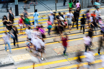 Image showing Busy pedestrian crossing in Hong Kong